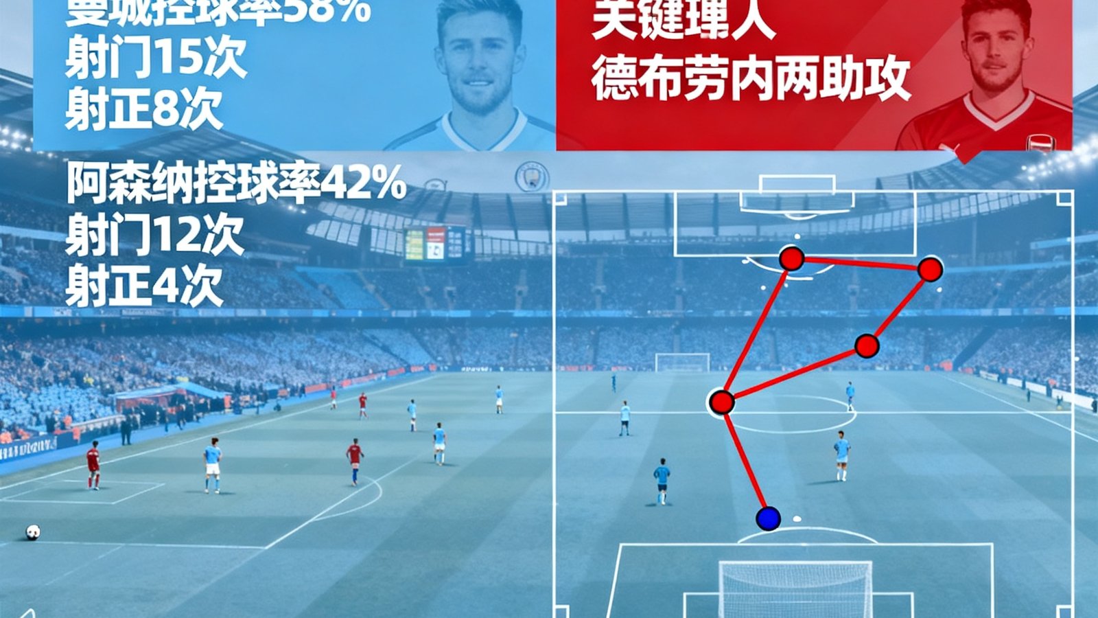英超曼城3-1阿森纳赛后战术分析，德布劳内两助攻